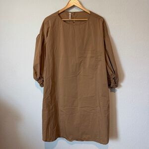 Nap Loungewear Minimalist Brown Oversized Boxy Puff Sleeve Dress Women's Large